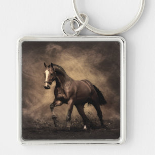 Beautiful brown horse throw pillow keychain