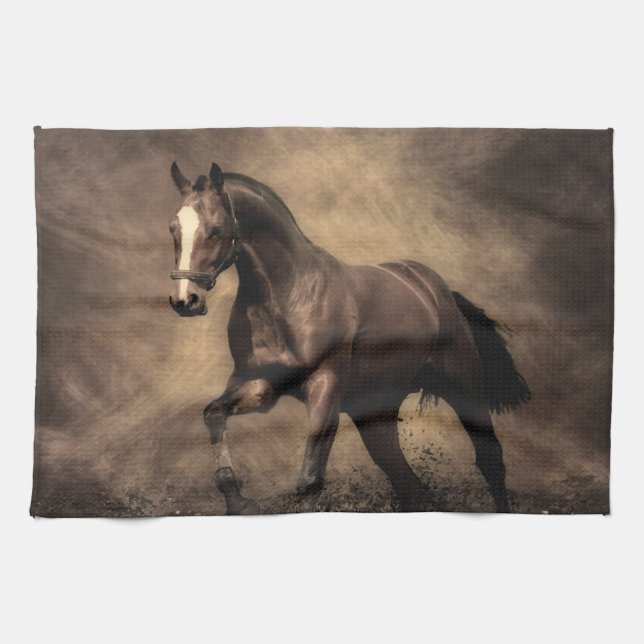 Beautiful brown horse throw pillow kitchen towel (Horizontal)