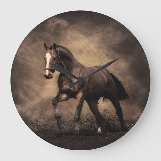 Beautiful brown horse throw pillow large clock (Front)