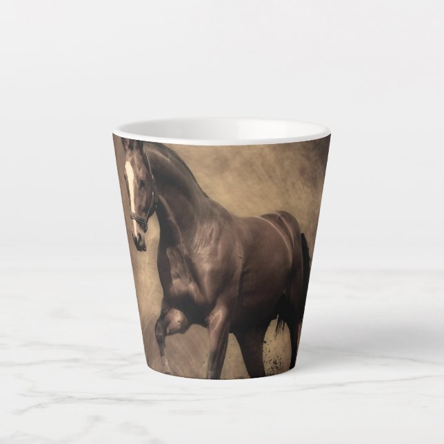 Beautiful brown horse throw pillow latte mug (Front)
