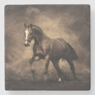 Beautiful brown horse throw pillow stone coaster