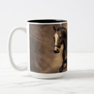 Beautiful brown horse throw pillow Two-Tone coffee mug