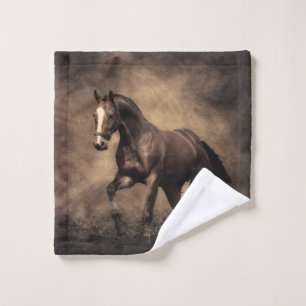 Beautiful brown horse throw pillow wash cloth