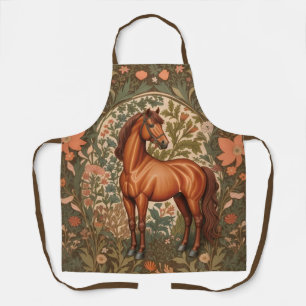 Beautiful Brown Horse William Morris Inspired  Apron