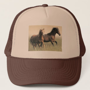 Beautiful Brown Horses Running Trucker Hat