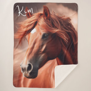 Beautiful Brown Morgan Thoroughbred Horse  Sherpa Blanket