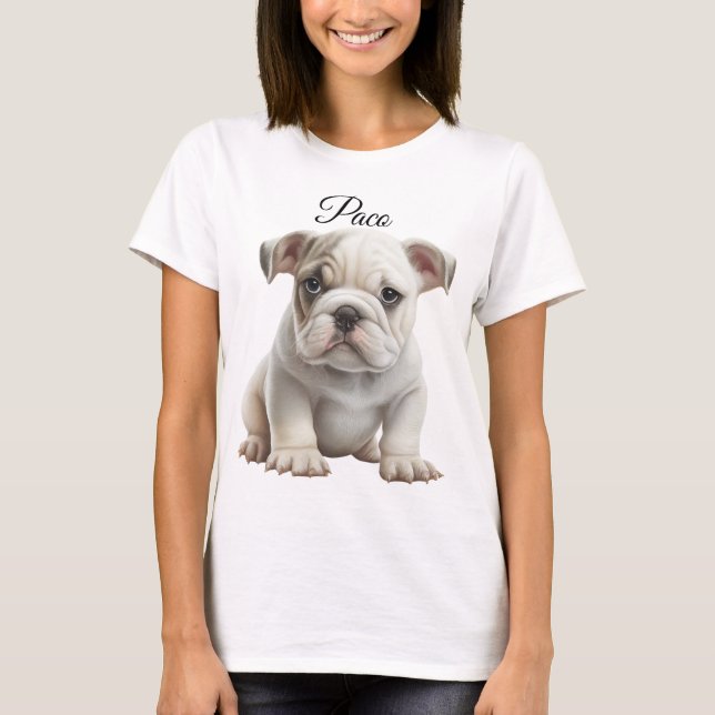 BEAUTIFUL BROWN & WHITE BULLDOG PUPPY DOG T-Shirt (Front)