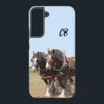 Beautiful Brown Work Horse Team Custom Initials Samsung Galaxy Case<br><div class="desc">for horse lovers a beautiful running brown or bay Work Horse Team 
with Custom Initials</div>