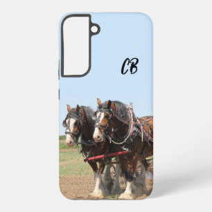 Beautiful Brown Work Horse Team Custom Initials Samsung Galaxy Case