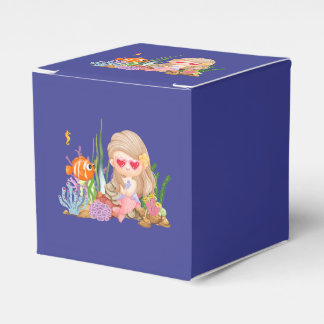 Beautiful BRUNET HAIR mermaid playing in the sea Favor Box