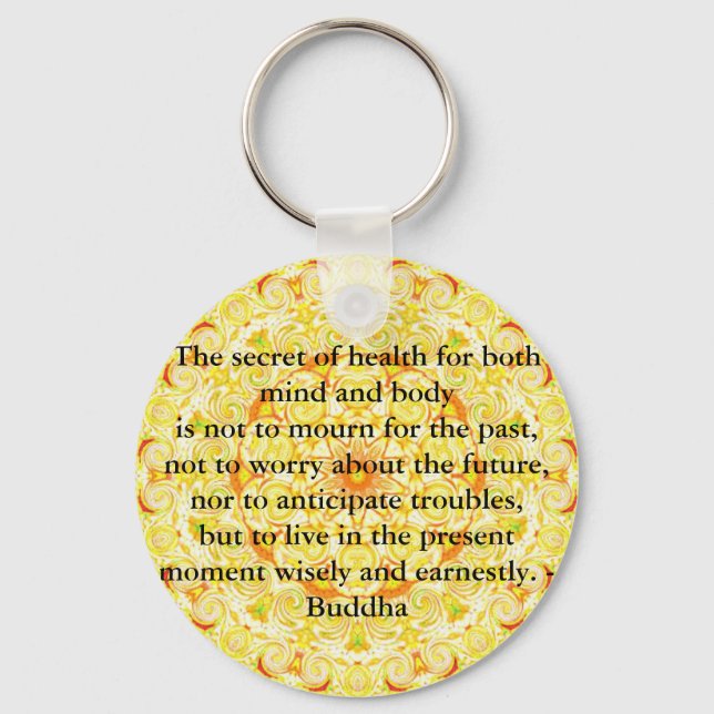 Beautiful Buddhist Quote with Vibrant Mandela Keychain (Front)