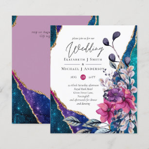 Beautiful BUDGET Violet Blue Floral Agate Wedding 