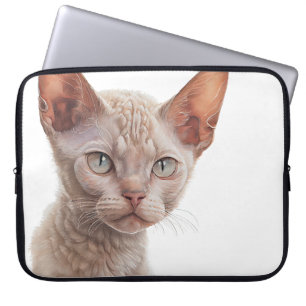 BEAUTIFUL BUFF COLORED REX CAT FACE LAPTOP SLEEVE