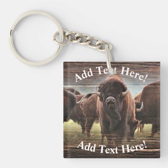 Beautiful Buffalo Herd  Keychain (Front)