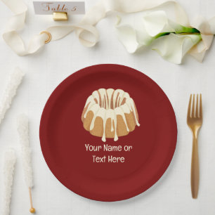 Beautiful Bundt Sponge - Fluted Cake and your text Paper Plate