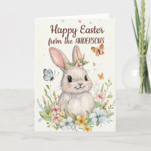 Beautiful Bunny and floral Holiday Card