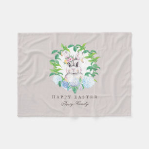 Beautiful Bunny Wreath Easter Personalized Fleece Blanket