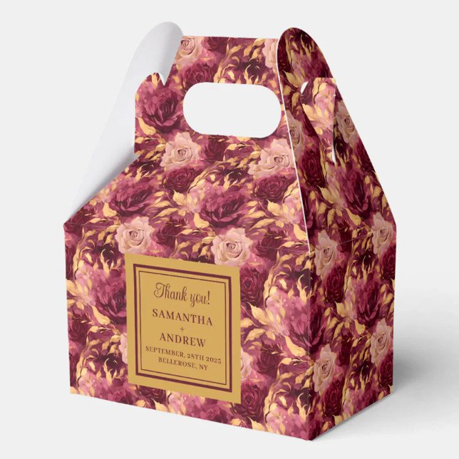 Beautiful Burgundy Blush Gold Wedding Thank You  Favor Box (Beautiful Burgundy Blush Gold Wedding Thank You Favor Boxes)
