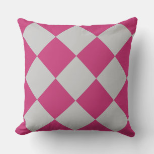 Beautiful Burgundy & Grey Diamond Pattern Throw Pillow
