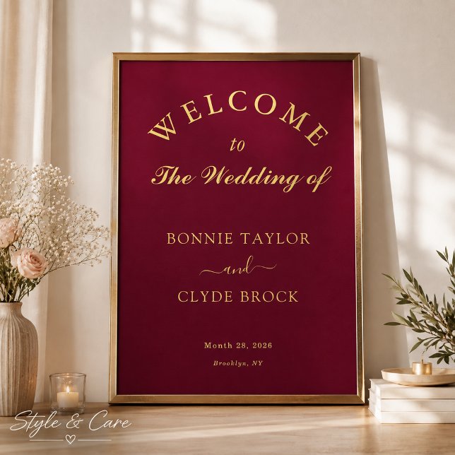 Beautiful Burgundy Wedding Presentation Poster (Beautiful Burgundy Wedding Presentation Poster)