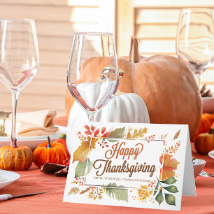 Beautiful Business Happy Thanksgiving Leaf Custom Holiday Card