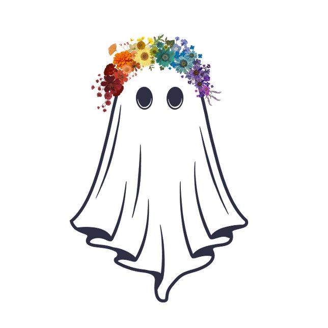 Beautiful but Spooky Rainbow Flower Ghost T-Shirt (Creator Uploaded)