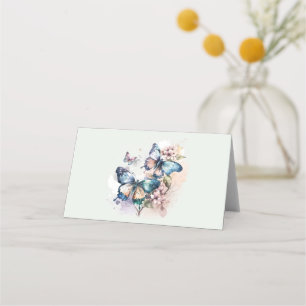 Beautiful Butterflies and Flowers Place Card