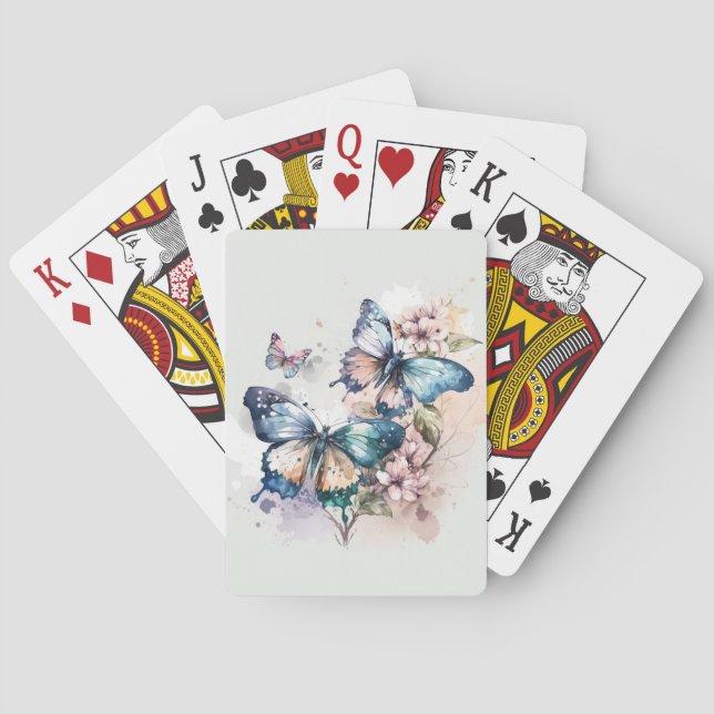 Beautiful Butterflies and Flowers Playing Cards (Back)