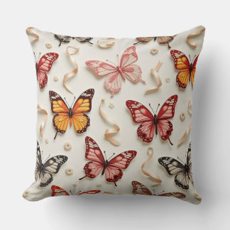 Beautiful butterflies and ribbons throw pillow