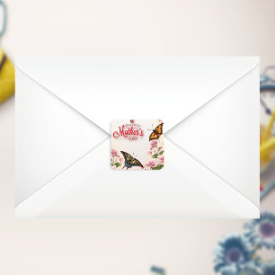 Beautiful Butterflies Floral Mothers Day Square Sticker