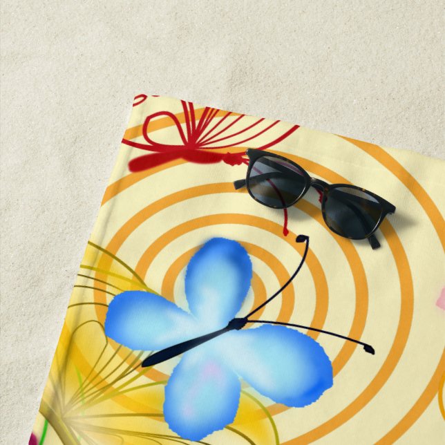Beautiful Butterflies Flying - Spring Joy Beach Towel (In Situ)