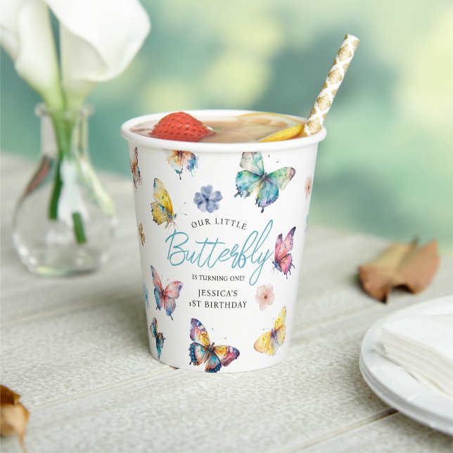 Beautiful Butterflies Girl's Birthday Party Paper Cups (Insitu)