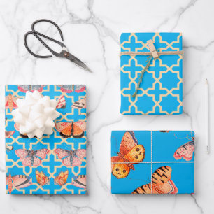 Beautiful Butterflies Turquoise Blue Wrapping Paper Sheet