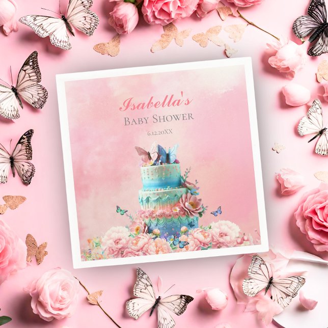 Beautiful Butterflies Twins Baby Shower Napkin (Charming napkins, twin butterflies grace, delicately wiping away sweet baby smiles.)