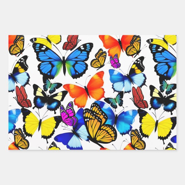 Beautiful Butterflies  Wrapping Paper Sheet (Front)