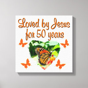 BEAUTIFUL BUTTERFLY 50TH BIRTHDAY DESIGN CANVAS PRINT