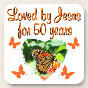 BEAUTIFUL BUTTERFLY 50TH BIRTHDAY DESIGN COASTER