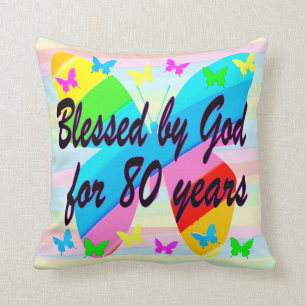 BEAUTIFUL BUTTERFLY 80TH BIRTHDAY BLESSINGS PILLOW