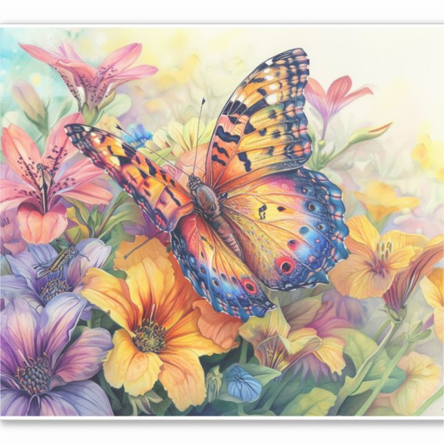 Beautiful Butterfly and Flowers (Front)