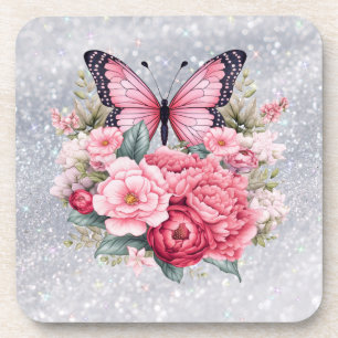 Beautiful Butterfly And Flowers Coaster