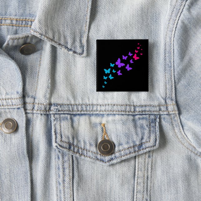 Beautiful Butterfly Androgynous Pride Design 2 Inch Square Button (In Situ)