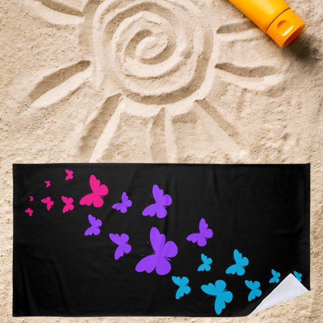 Beautiful Butterfly Androgynous Pride Design Beach Towel (Creator Uploaded)