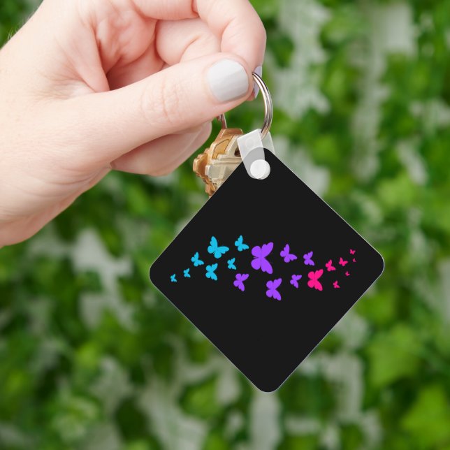 Beautiful Butterfly Androgynous Pride Design Keychain (Hand)