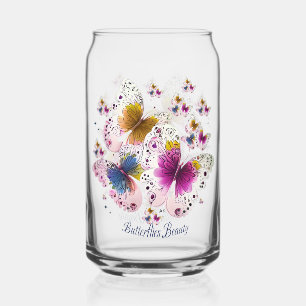 Beautiful Butterfly Art Can Glass