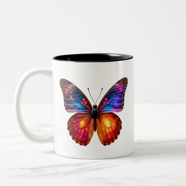 Beautiful Butterfly Art Two-Tone Coffee Mug (Left)
