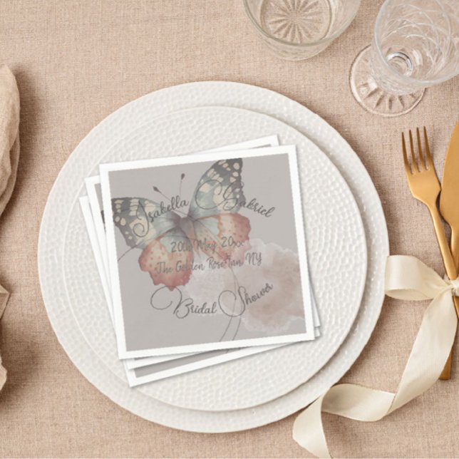 Beautiful Butterfly Bridal Shower Paper Napkin (Creator Uploaded)