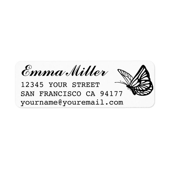 Beautiful Butterfly Custom Name Return Address (Front)