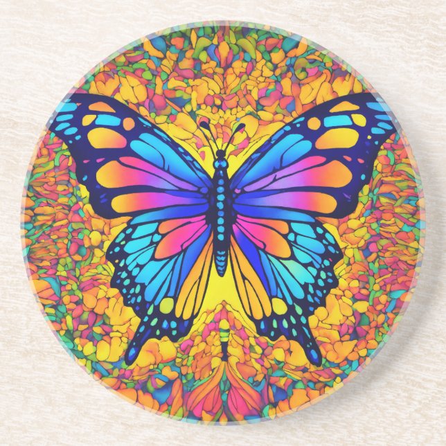 Beautiful Butterfly Design Sandstone Coaster (Front)