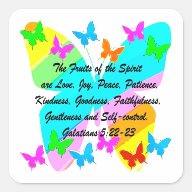 BEAUTIFUL BUTTERFLY GALATIANS 5 SQUARE STICKER (Front)