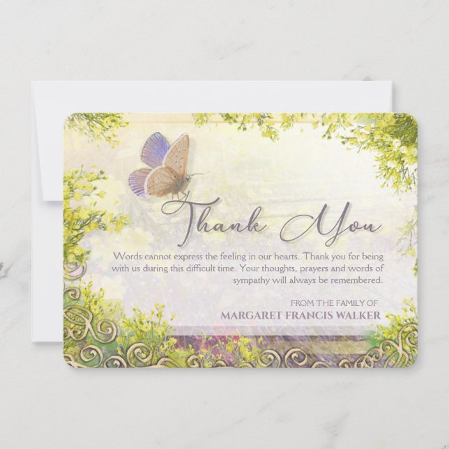 Beautiful Butterfly Garden Delight Thank You Card (Front)